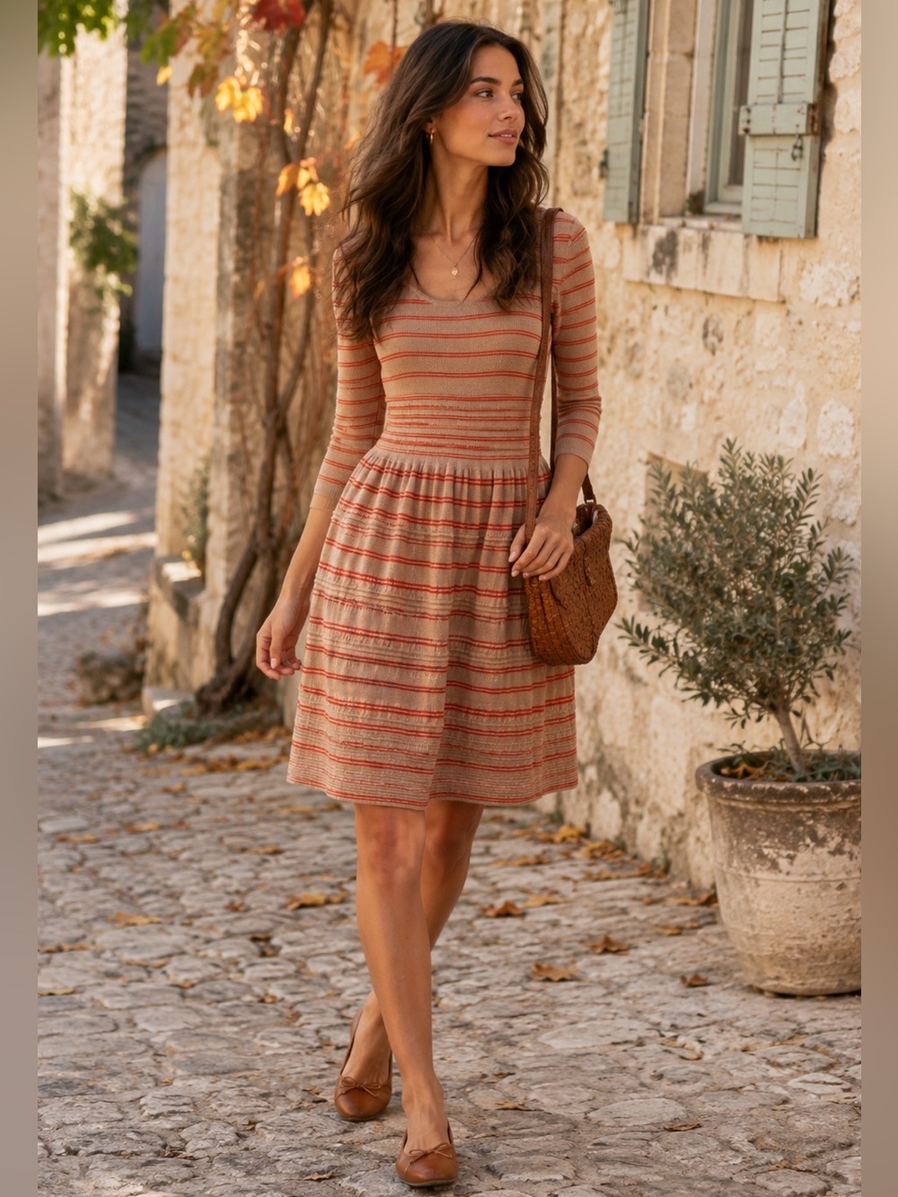 Anthropologie Knitted & Knotted Elodie Wool Blend Knit Dress M Stripe